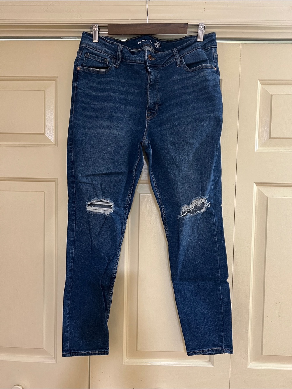 Old Navy Blue Rockstar Super Skinny Secret-Smooth Pockets Medium Wash Jeans